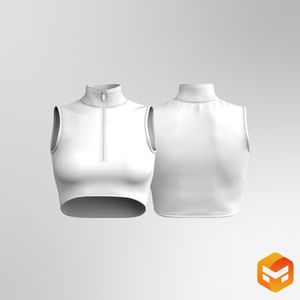Ladies Quarter Zip High Neckline Sleeveless Crop Top 3D Garment
