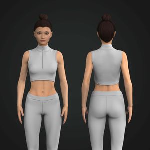 Ladies Quarter Zip High Neckline Sleeveless Crop Top Tech Pack