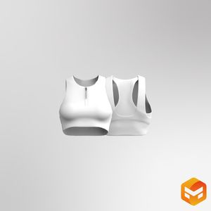 Ladies Quarter Zip Overlapping Back Cut Out Sports Bra 3D Garment