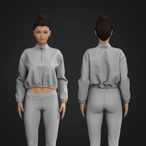 Ladies Quarter Zip Oversized Elasticated Bottom Sweater Tech Pack