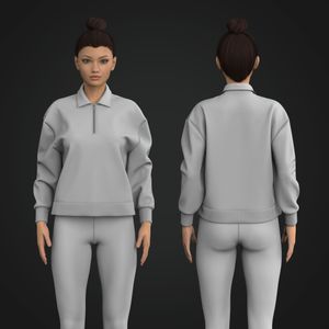 Ladies Quarter Zip Polo Collar Relaxed Sweater Tech Pack