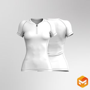 Ladies Quarter Zip Raglan Short Sleeve Rashguard 3D Garment