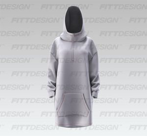 Ladies Quarter Zip Relaxed Dress Hoodie Smart Mockup