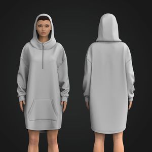 Ladies Quarter Zip Relaxed Dress Hoodie Tech Pack