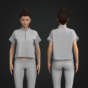Ladies Quarter Zip Relaxed Short Sleeve Top Tech Pack