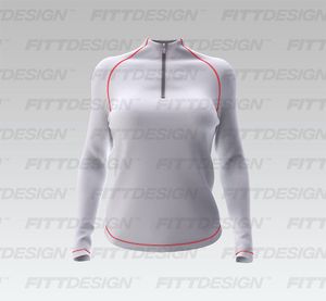 Ladies Quarter Zip Scallop Bottom Long Sleeve Tee Smart Mockup