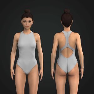 Ladies Racer Back Zip Up One Piece Swimsuit Tech Pack