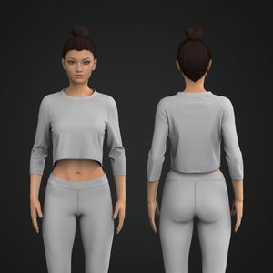 Ladies Raglan 3/4 Sleeve Crop Top