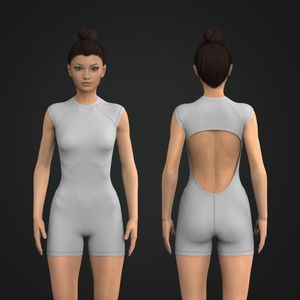 Ladies Raglan Cap Sleeve Back Cut Out Jumpsuit Tech Pack