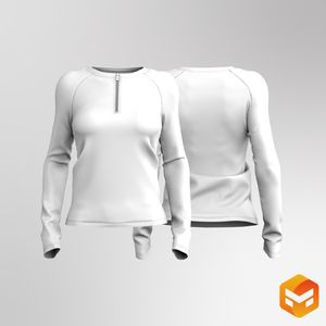 Ladies Raglan Knuckle Length Quarter Zip Tee - 3D Garment