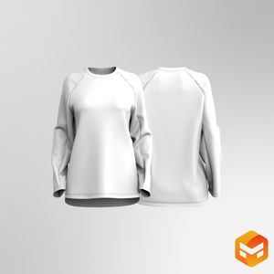 Ladies Raglan Long Sleeve Oversized Tee 3D Garment