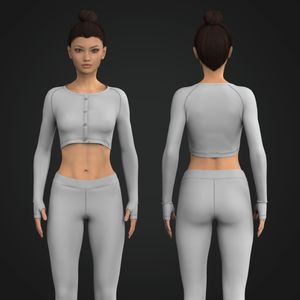Ladies Raglan Runner Sleeve Button Up Crop Top Tech Pack