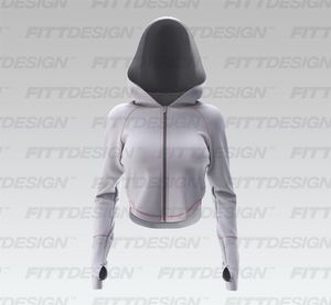 Ladies Raglan Runner Sleeve Scallop Bottom Zip Up Hoodie Smart Mockup