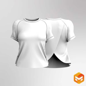 Ladies Raglan Short Sleeve Overlapping Back Tee 3D Garment