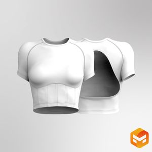 Ladies Raglan Sleeve Corset Style Mesh Crop Tee 3D Garment