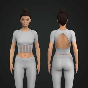 Ladies Raglan Sleeve Corset Style Mesh Crop Tee Tech Pack