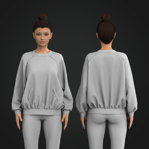 Ladies Raglan Sleeve Oversized Full Length Sweater Tech Pack