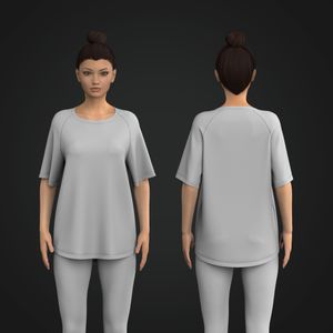 Ladies Raglan Sleeve Oversized Scallop Bottom Tee Tech Pack