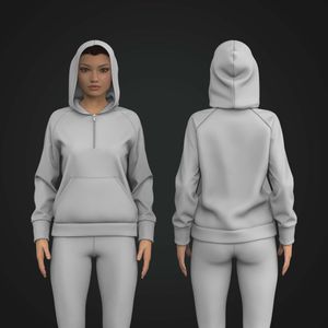 Ladies Raglan Sleeve Quarter Zip Relaxed Hoodie Tech Pack