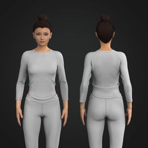 Ladies Raglan Three Quarter Sleeve Scallop Bottom Tee Tech Pack
