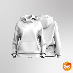 Ladies Raised Neckline Dropped Shoulder Oversized Hoodie 3D Garment