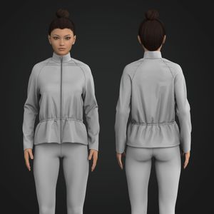 Ladies Raglan Sleeve Full Zip Gathered Adjustable Waist Jacket Tech Pack