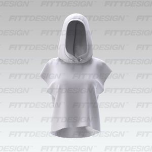 Ladies Raw Edge Cap Sleeve Relaxed Hoodie Smart Mockup