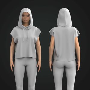 Ladies Raw Edge Cap Sleeve Relaxed Hoodie Tech Pack