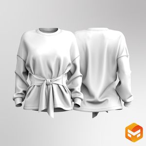 Ladies Relaxed Adjustable Tie Knot Sweater 3D Garment