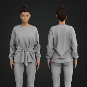 Ladies Relaxed Adjustable Tie Knot Sweater Tech Pack