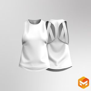 Ladies Relaxed Back Cut Out Scallop Bottom Tank Top 3D Garment