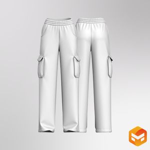 Ladies Relaxed Cargo Fleece Joggers 3D Garment