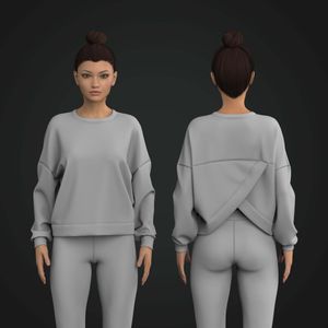 Ladies Relaxed Drop Shoulder Cross Over Back Sweater Tech Pack