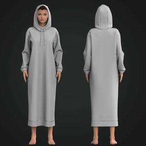 Ladies Relaxed Drop Shoulder Hooded Dress Tech Pack