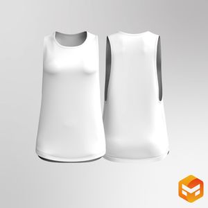 Ladies Relaxed Dropped Armhole Scallop Bottom Tank Top 3D Garment