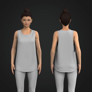 Ladies Relaxed Dropped Armhole Scallop Bottom Tank Top Tech Pack
