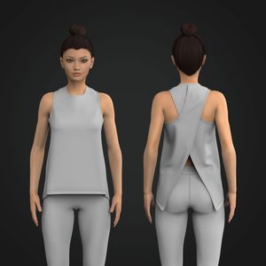 Ladies Relaxed Fit Crossover Back Tank Top Tech Pack