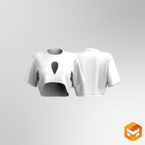 Ladies Relaxed Front Cut Out Curved Hem Tee 3D Garment