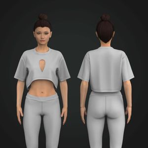 Ladies Relaxed Front Cut Out Curved Hem Tee Tech Pack