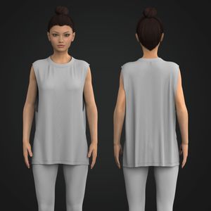 Ladies Relaxed High Split Hem Tank Top Tech Pack