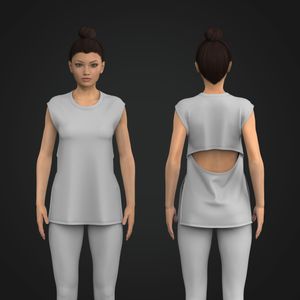Ladies Relaxed Overlapping Back Cut Out High Split Hem Top Tech Pack