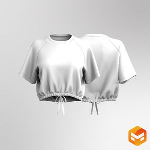 Ladies Relaxed Raglan Short Sleeve Adjustable Tee 3D Garment