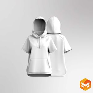Ladies Relaxed Raglan Short Sleeve Hoodie 3D Garment