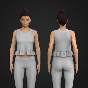 Ladies Relaxed Ruffled Bottom Tank Top Tech Pack