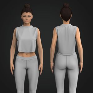 Ladies Relaxed Scallop Bottom Tank Top Tech Pack
