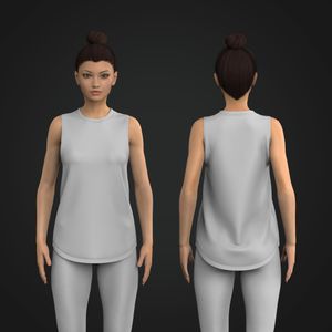 Ladies Relaxed Wide Back Scallop Bottom Tank Top Tech Pack
