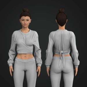 Ladies Relaxed Wrapped Cross Over Adjustable Sweatshirt Tech Pack