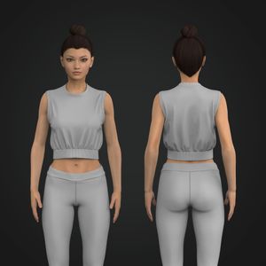 Ladies Ribbed Banded Waistband Sleeveless Crop Tank Top Tech Pack