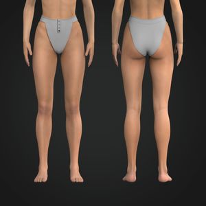Ladies Ribbed Button Up Hi-Cut Bikini Bottoms Tech Pack