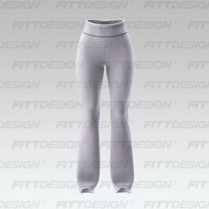 Ladies Ribbed Folded Waistband Flared Pants Smart Mockup
